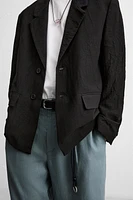 RELAXED FIT WRINKLED JACQUARD BLAZER