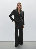100% linen double-breasted blazer