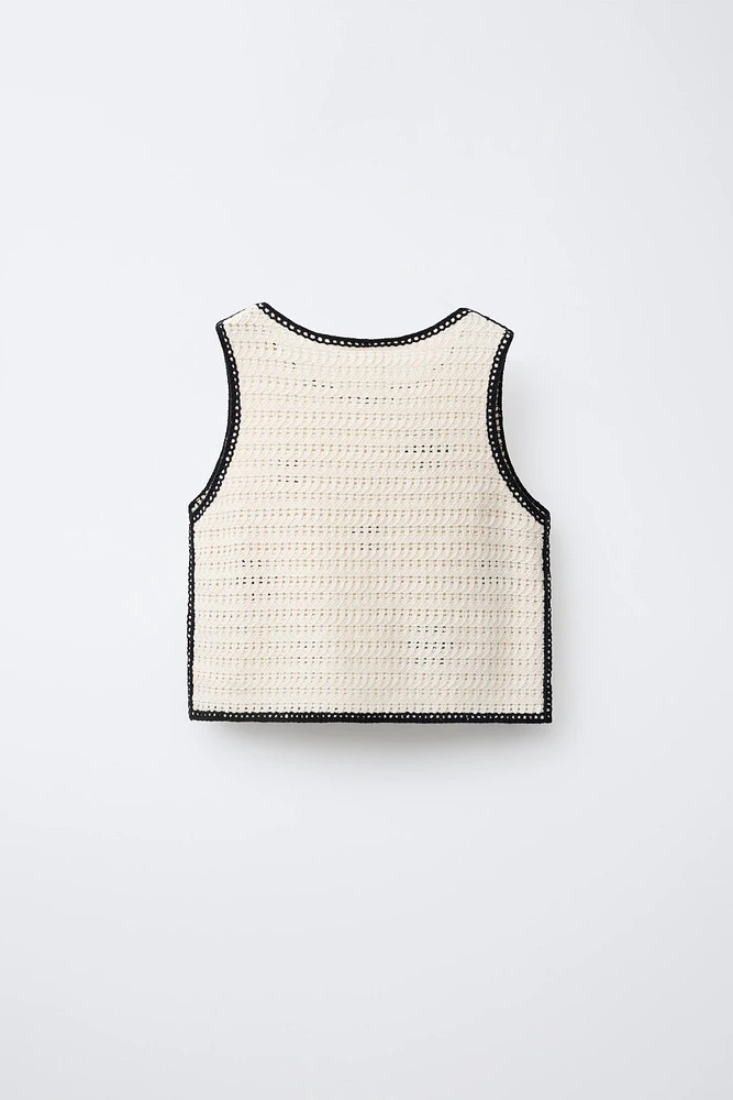 TOP EN MAILLE CROCHET FLEURS