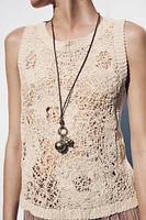 SLEEVELESS CROCHET TOP
