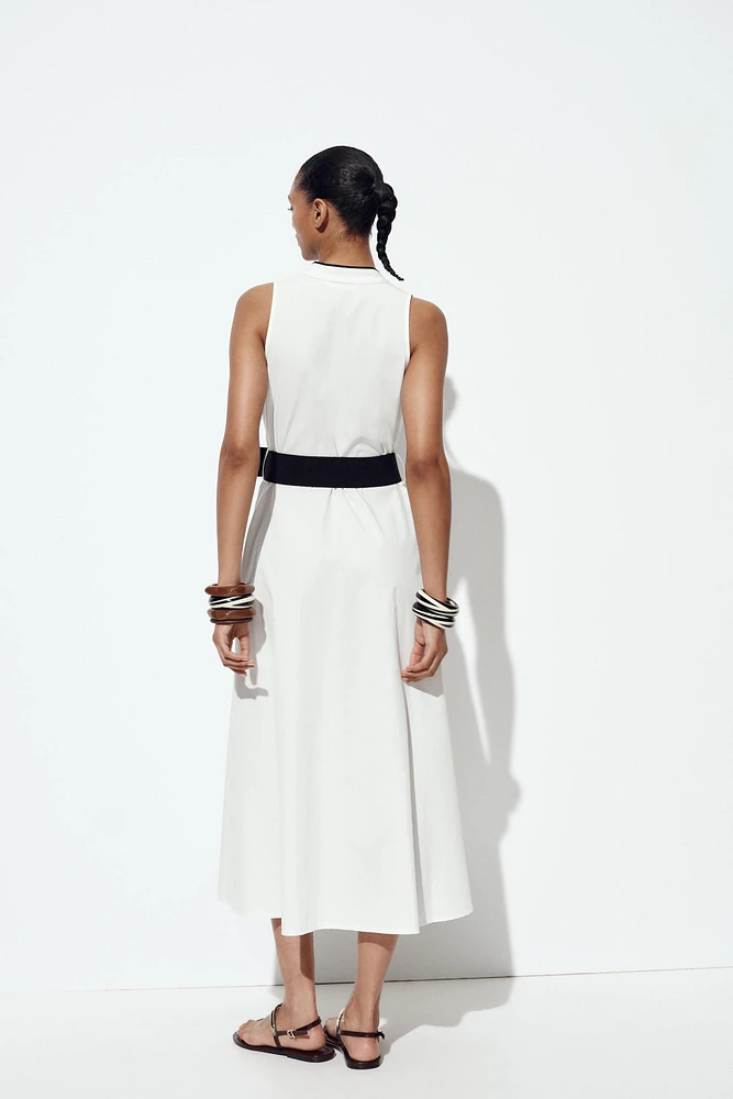 ROBE MIDI EN POPELINE LISERÉS CONTRASTE