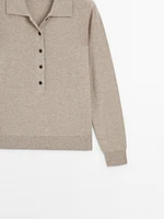 100% cashmere knit polo sweater