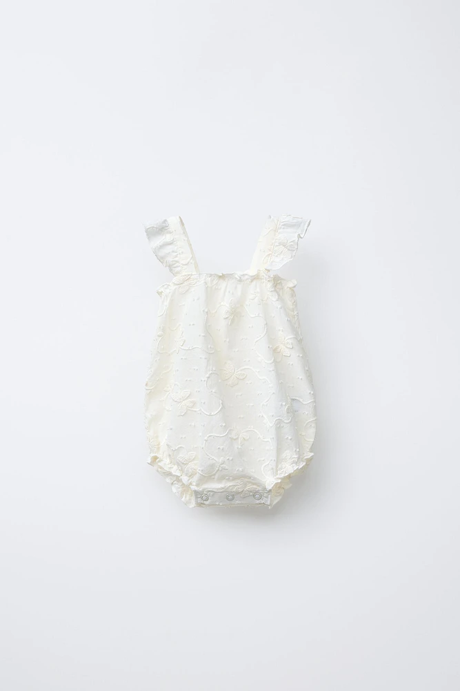 EMBROIDERED BUTTERFLY ROMPER