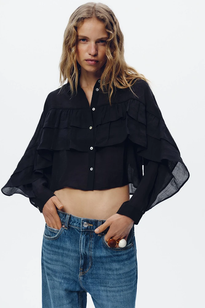 SEMI-SHEER RUFFLED CROP TOP