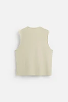 TEXTURED PRINT KNIT T-SHIRT