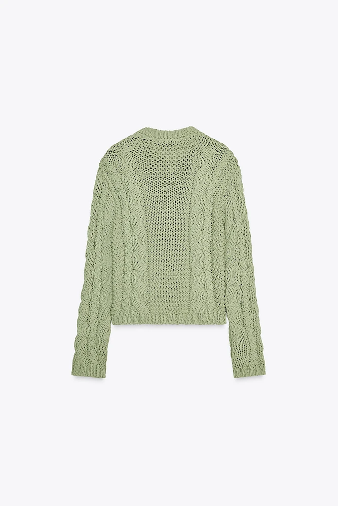KNIT JACKET WITH FLOWER BUTTONS