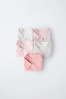 FIVE-PACK OF EMBROIDERED FLORAL BODYSUITS