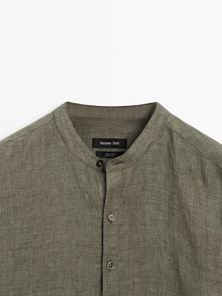 Chemise col mao lin délavé