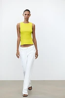 RIBBED KNIT TOP WITH LACED-UP BACK