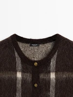 Wool blend check knit vest