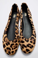 ANIMAL PRINT LEATHER BALLET FLATS