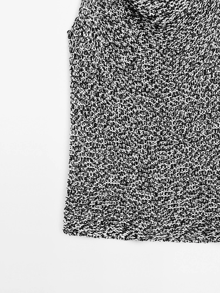 Draped knit top with flecked detail