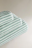 SERVIETTE DE BAIN TEXTURE RAYURES COLORÉES