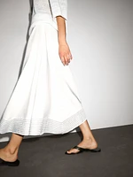 Flared linen blend skirt with seam details