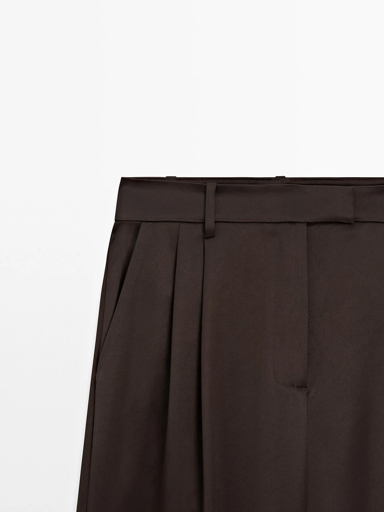 Pantalon large fluide satiné