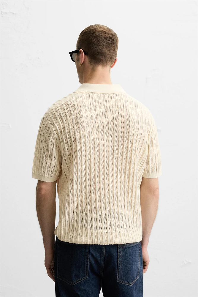 COTTON - LINEN BLEND KNIT POLO