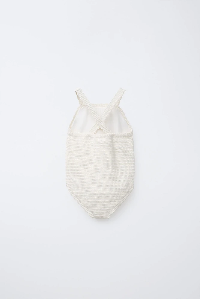 3-6 ANS/ MAILLOT DE BAIN CROCHET FLEURS