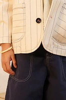LIMITED EDITION CONTRASTING COLLAR STRIPED JACKET