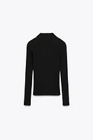 RIBBED POLO NECK T-SHIRT