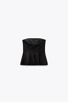 TOP BUSTIER PÉPLUM EFFET SUÉDINE