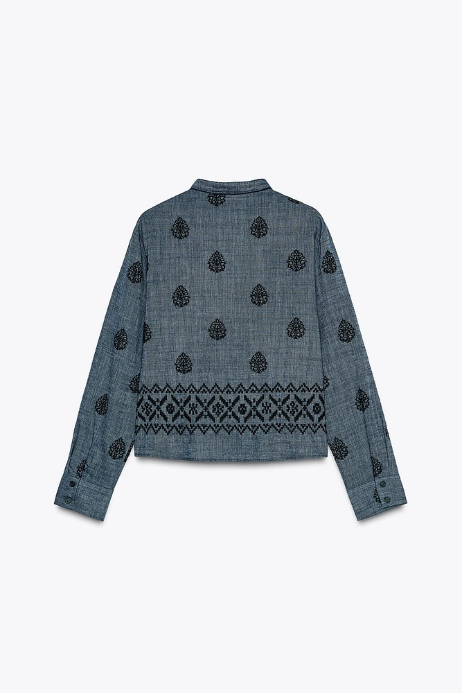 POMPOM EMBROIDERED TOP
