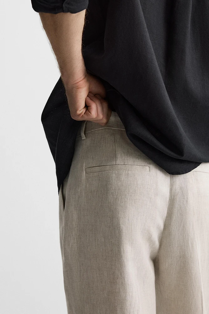 PANTALON 100 % LIN PLIS