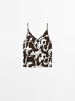 Flowing strappy animal print top