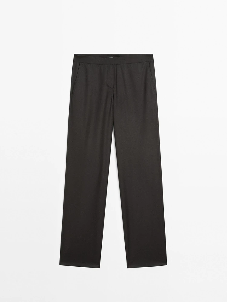 Pantalon straight taille basse fluide