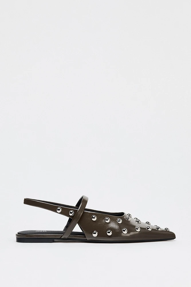 STUDDED FLAT SLINGBACKS