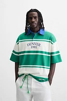 STRIPED TEXT POLO SHIRT