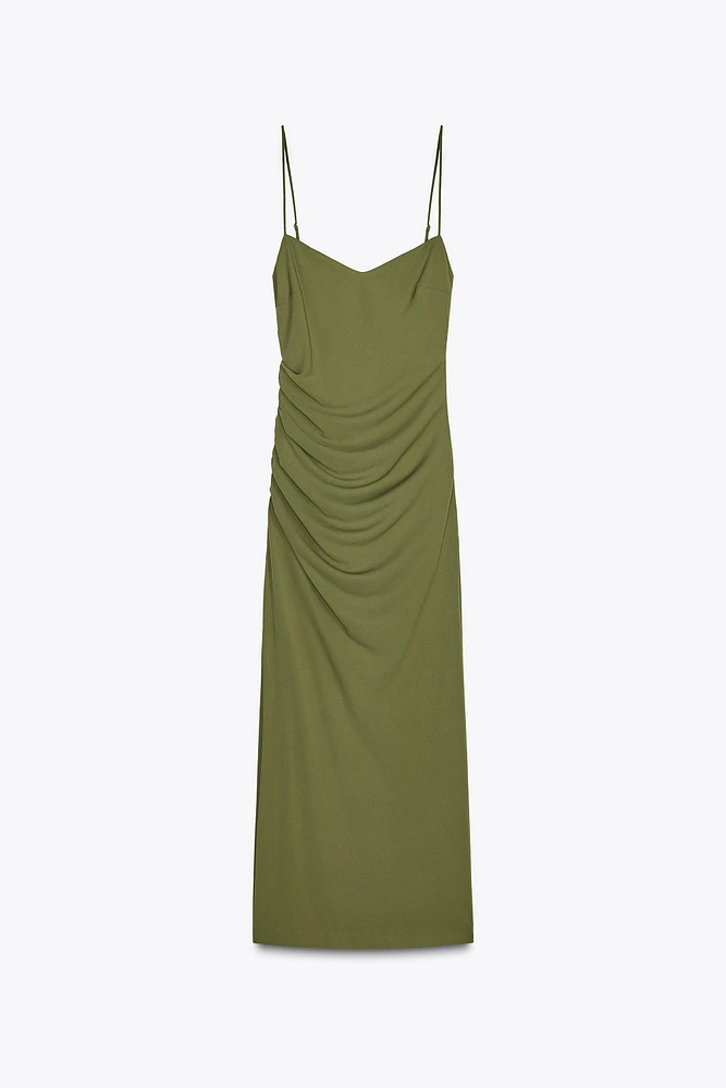 RUCHED MIDI DRESS