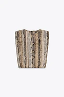 ANIMAL PRINT SHOULDER PAD BLOUSE ZW COLLECTION
