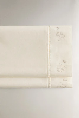CHILDREN'S EMBROIDERED LITTLE MICE FLAT SHEET