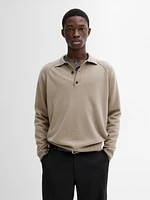 Wool knit sweater with polo collar