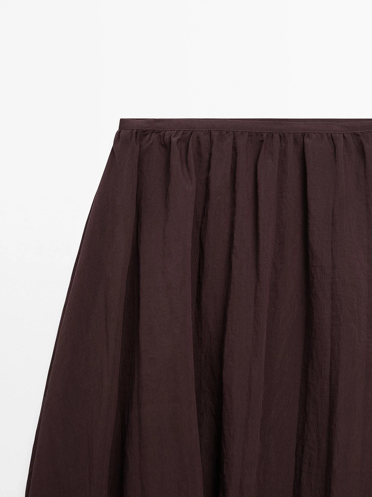 Pleated balloon midi skirt