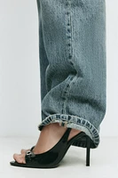 PATENT FINISH HEELED SANDALS