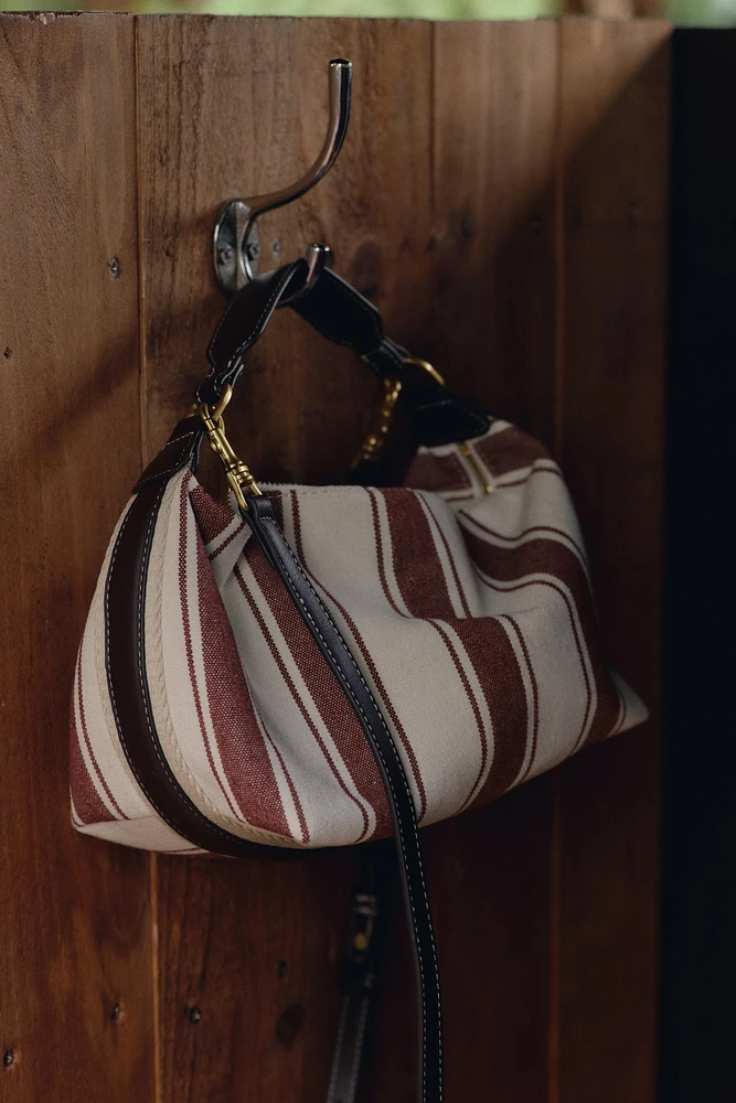 STRIPED FABRIC CITY BAG
