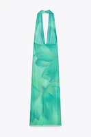 PRINTED TULLE LONG DRESS