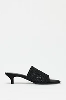 MULE TISSU TRESSÉ TALONS KITTEN