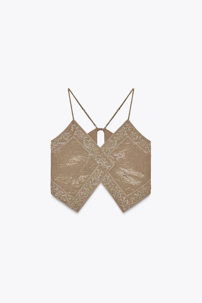 BEADED EMBROIDERED TOP