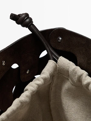 Sac cabas à clous en croûte de cuir