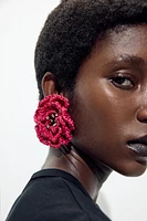 RAFFIA FLOWER SPARKLE EARRINGS