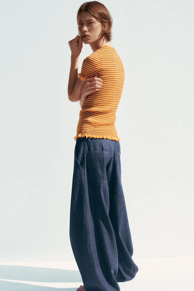 STRIPED RIB KNIT TOP
