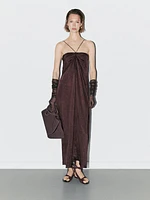 Draped satin midi dress - STUDIO