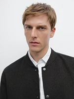Double-layer wool blend bomber jacket