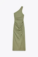 ASYMMETRIC MIDI DRESS WITH LINEN