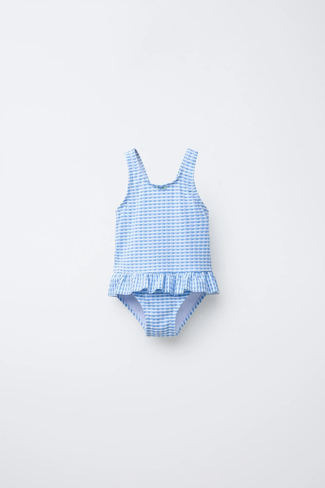 2-6 YEARS/GINGHAM CHECK SWIMSUIT