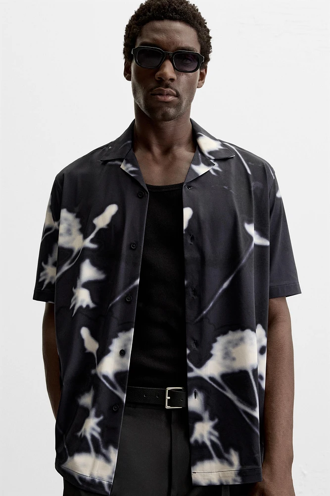 STRETCH FLORAL PRINT SHIRT
