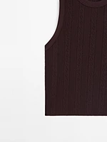 Top maille pointelle de coton mélangé