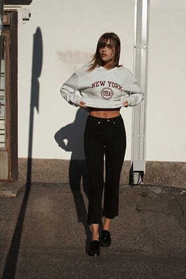 TRF HIGH-WAISTED CROPPED FLARE JEANS